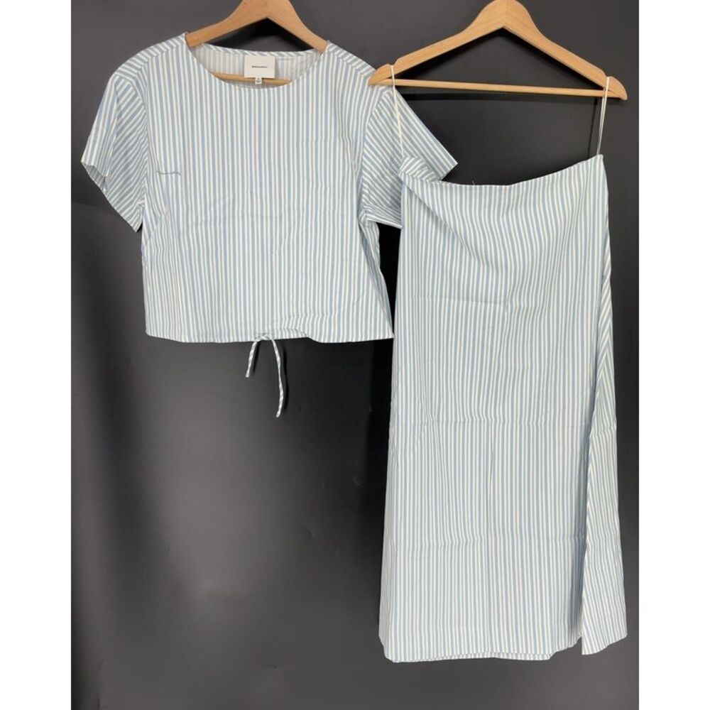 Reformation Two-Piece Skirt Set in Cotton Stripe